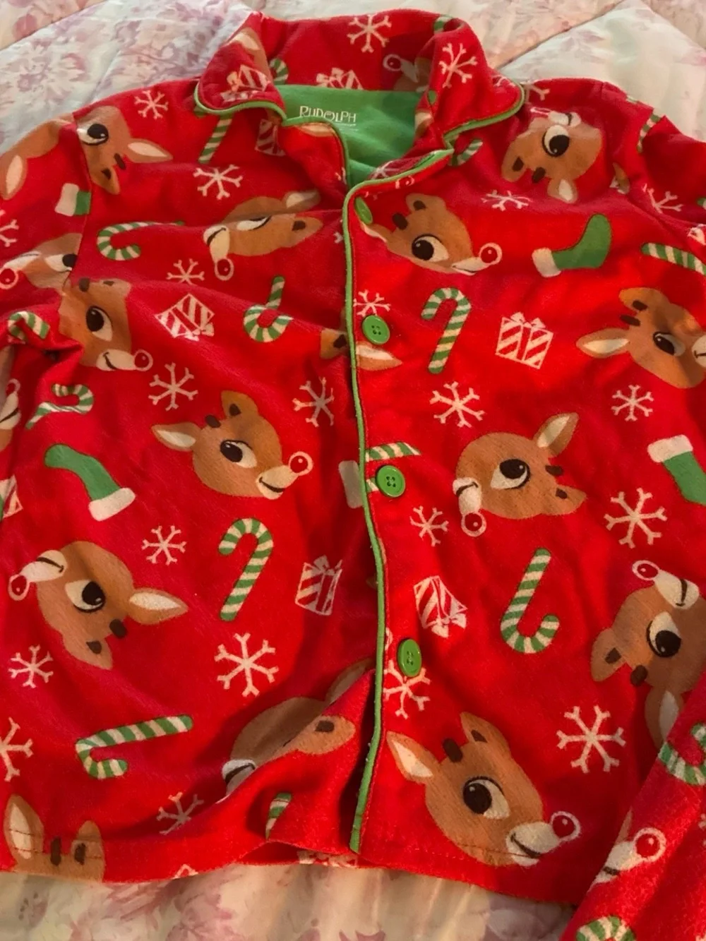 Children's Red Reindeer Print Pajama Set